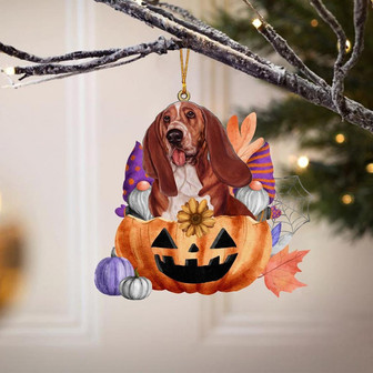 Basset Hound-Gnomes Pumpkins Hanging Ornament - Thegiftio UK