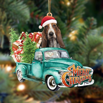 Basset Hound-Green Truck Hanging Ornament - Thegiftio UK