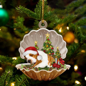 Basset Hound-Sleeping Pearl in Christmas Two Sided Ornament - Thegiftio UK