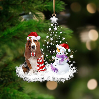 Basset Hound-Star Tree Hanging Ornament - Thegiftio UK