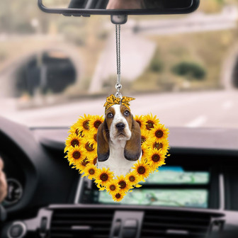 Basset Hound-Sunflower Heart gift Car Ornament - Thegiftio