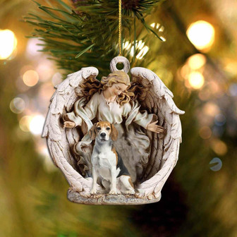 beagle (4)-Angel Hug Winter Love Two Sided Ornament - Thegiftio