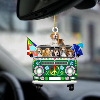 Beagle-Green Hippie Van-Two Sided Ornament - Thegiftio UK