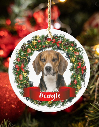 Beagle-Noel Circle-Two Sided Ornament - Thegiftio UK