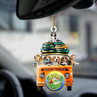 Beagle-Orange Hippie Van-Two Sided Ornament - Thegiftio UK