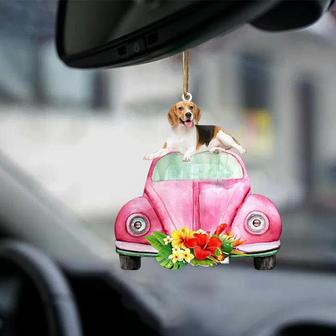 Beagle-Pink Hippie Car-Two Sided Ornament - Thegiftio UK