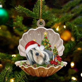 Bearded Collie-Sleeping Pearl in Christmas Two Sided Ornament - Thegiftio UK