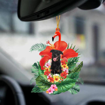 Beauceron-Dog And Flamingo-Two Sided Ornament - Thegiftio UK