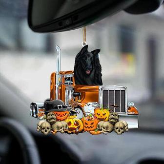 Belgian Sheepdog-Pumpkin & Truck Car Hanging Ornament - Thegiftio UK