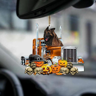 Belgian Tervuren-Pumpkin & Truck Car Hanging Ornament - Thegiftio UK