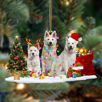 Berger Blanc Suisse-Christmas Dog Friends Hanging Ornament - Thegiftio UK