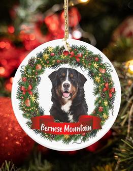Bernese Mountain-Noel Circle-Two Sided Ornament - Thegiftio UK