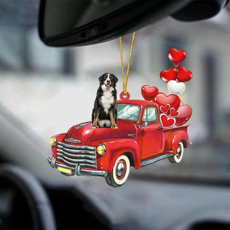 Bernese Mountain-Red Sports car-Two Sided Ornament - Thegiftio UK