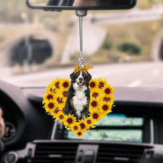 Bernese Mountain-Sunflower Heart gift Car Ornament - Thegiftio UK