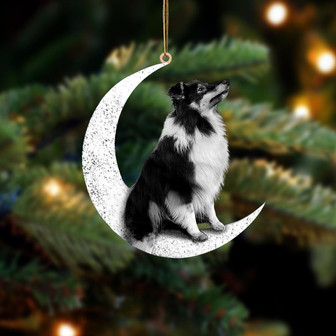 Bi Black Sheltie-Sit On The Moon-Two Sided Ornament - Thegiftio UK