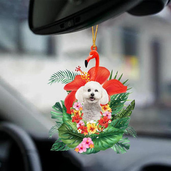 Bichon Frise-Dog And Flamingo-Two Sided Ornament - Thegiftio UK