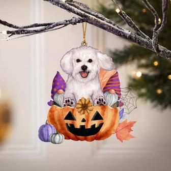 Bichon Frise-Gnomes Pumpkins Hanging Ornament - Thegiftio UK