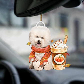 Bichon Frise-Pumpkin Spice Kinda-Two Sided Ornament - Thegiftio UK