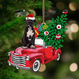 BLACK American Staffordshire Terrier-Pine Truck Hanging Ornament - Thegiftio UK