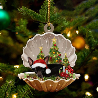 Black Chihuahua-Sleeping Pearl in Christmas Two Sided Ornament - Thegiftio UK