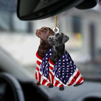 Black And Chocolate Labrador Retriever American Patriot Flag Two Sided Ornament - Thegiftio