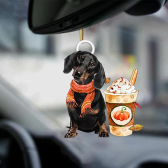 BLACK Dachshund-Pumpkin Spice Kinda-Two Sided Ornament - Thegiftio UK