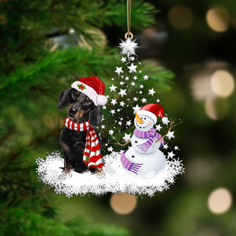 BLACK Dachshund-Star Tree Hanging Ornament - Thegiftio UK