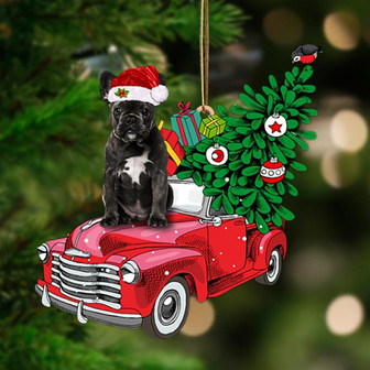 BLACK French Bulldog-Pine Truck Hanging Ornament - Thegiftio UK