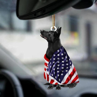 Black German Shepherd American Patriot Flag Two Sided Ornament - Thegiftio