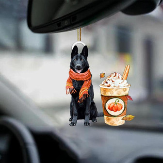 BLACK German Shepherd-Pumpkin Spice Kinda-Two Sided Ornament - Thegiftio UK