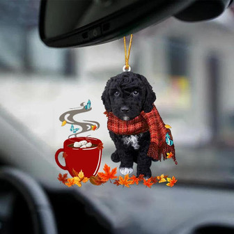 BLACK Goldendoodle-Fall Chocolate-Two Sided Ornament - Thegiftio UK