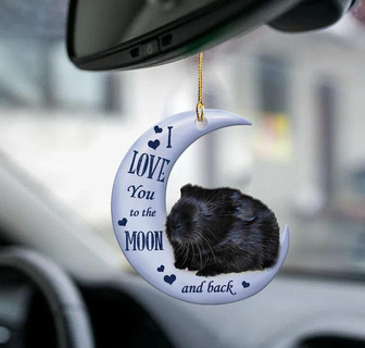 Black Guinea Pig moon back gift for guinea pig lover gift for guinea pig moms two sided ornament - Thegiftio UK