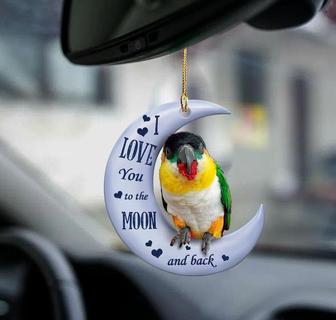 Black-headed Caique moon back gift for bird lover two sided ornament - Thegiftio UK