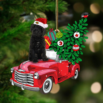 BLACK Labradoodle-Pine Truck Hanging Ornament - Thegiftio UK