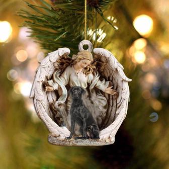 black labrador-Angel Hug Winter Love Two Sided Ornament - Thegiftio UK