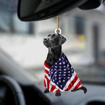 Black Labrador Retriever American Patriot Flag Two Sided Ornament - Thegiftio UK