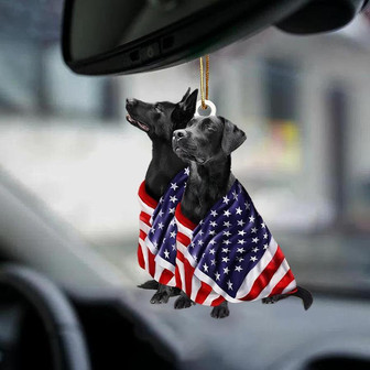 Black Labrador Retriever And Black German Shepherd American Patriot Flag Two Sided Ornament - Thegiftio