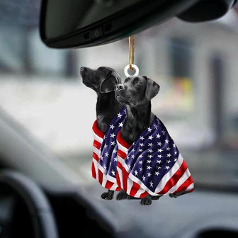 Black Labrador Retrievers American Patriot Flag Two Sided Ornament - Thegiftio