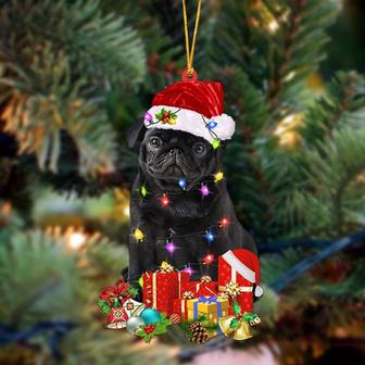 BLACK Pug 1-Dog Be Christmas Tree Hanging Ornament - Thegiftio UK