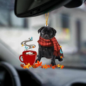 BLACK Pug 1-Fall Chocolate-Two Sided Ornament - Thegiftio UK