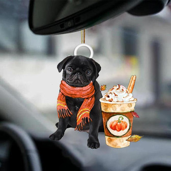 BLACK Pug 1-Pumpkin Spice Kinda-Two Sided Ornament - Thegiftio UK