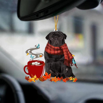 BLACK Pug 2-Fall Chocolate-Two Sided Ornament - Thegiftio UK