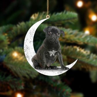 Black Pug 2-Sit On The Moon-Two Sided Ornament - Thegiftio UK