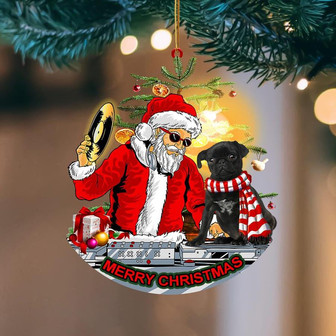 Black Pug-Christmas Party-Two Sided Ornament - Thegiftio UK