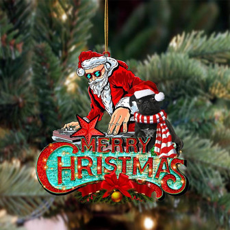 Black Pug-Christmas Rock Two Sided Ornament - Thegiftio UK