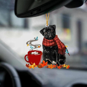 BLACK Pug-Fall Chocolate-Two Sided Ornament - Thegiftio UK