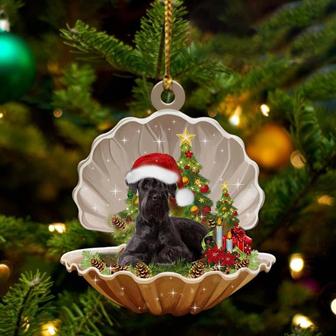 Black Schnauzer-Sleeping Pearl in Christmas Two Sided Ornament - Thegiftio UK