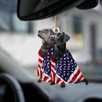 Black And Silver Labrador Retriever American Patriot Flag Two Sided Ornament - Thegiftio UK