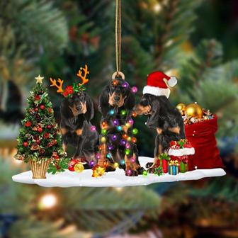 Black Tan Coonhound-Christmas Dog Friends Hanging Ornament - Thegiftio UK