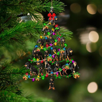 Black Tan Coonhound -Christmas Tree Lights-Two Sided Ornament - Thegiftio UK